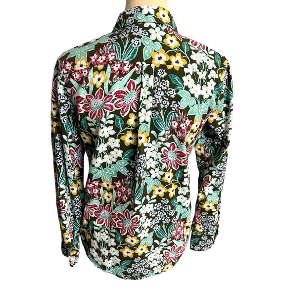 Talbots Womens Floral Mirrored Garden Cotton Button Front Long Sleeves  S - Picture 6 of 10